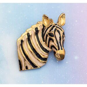 Vintage Safari Zebra Brooch | Gold Tone Brooch | J21